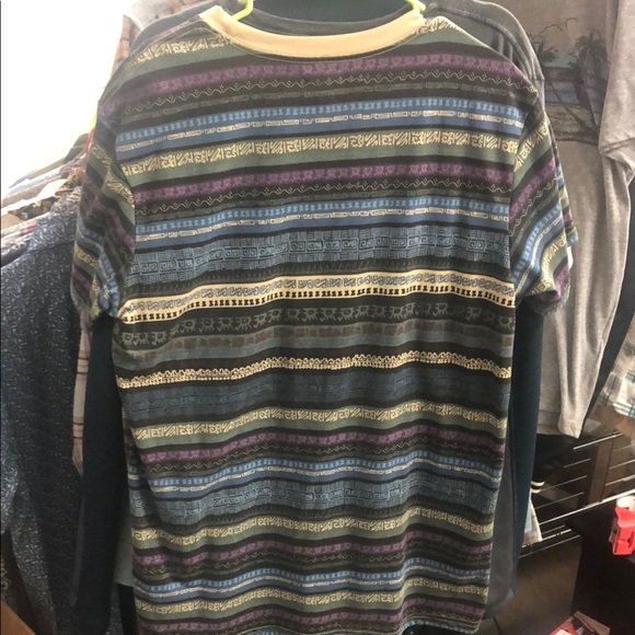 Quiksilver Blue Short Sleeve Tee Vibrant Stripes - Picture 8 of 8